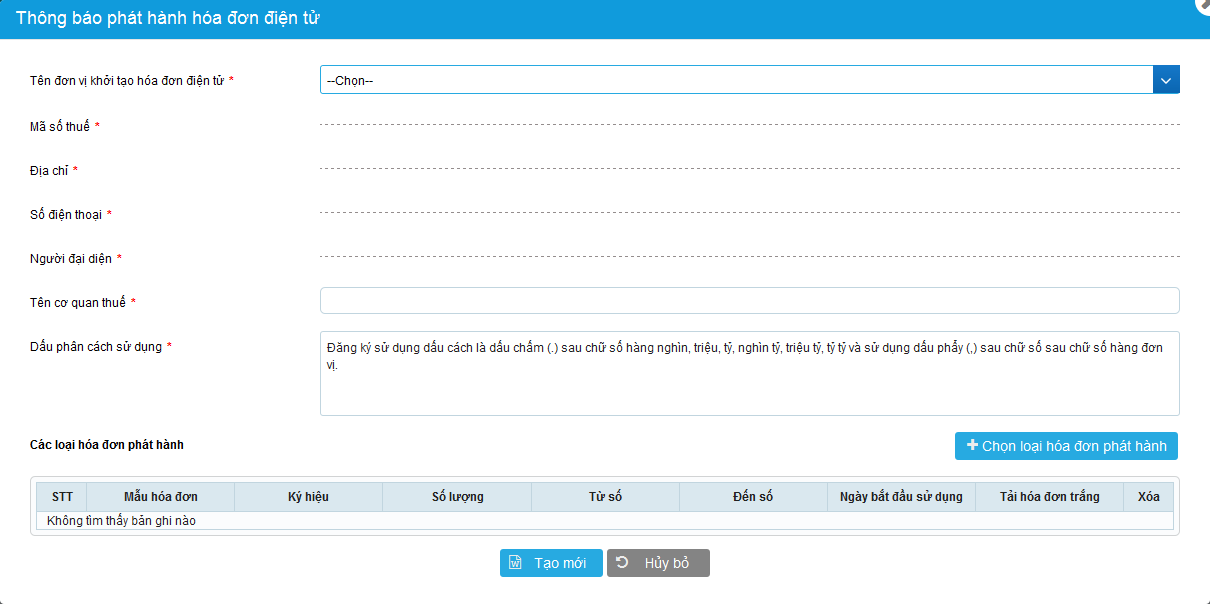 Popup Thêm mới thông báo phát hành