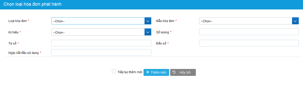 Hộp thoại Chọn loại hóa đơn phát hành