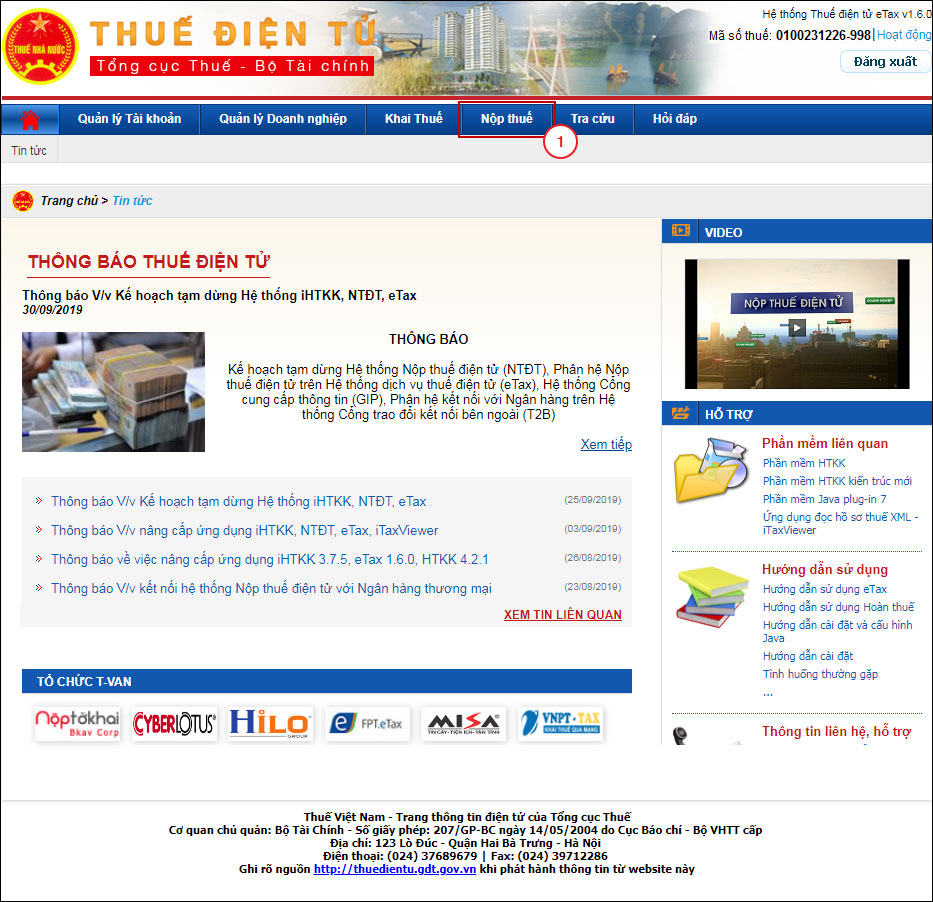 Hướng dẫn lập giấy nộp tiền trên trang thuế điện tử